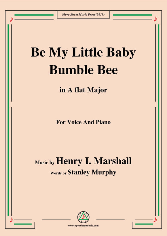 Henry I. Marshall-Be My Little Baby Bumble Bee,for Voice&Pno