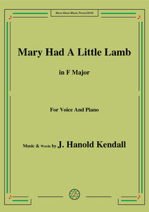 J. Hanold Kendall-Mary Had A Little Lamb