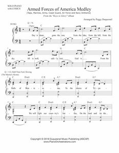 Armed Forces of America Medley (Solo Piano-C with Lyrics)