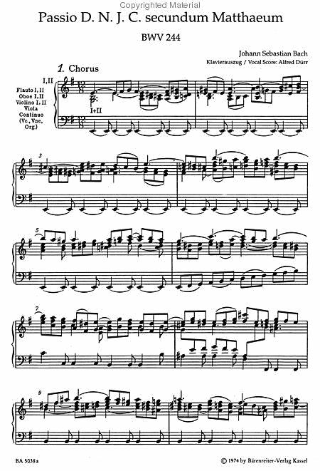 Matthaus Passion BWV 244 – Open Sheet Music